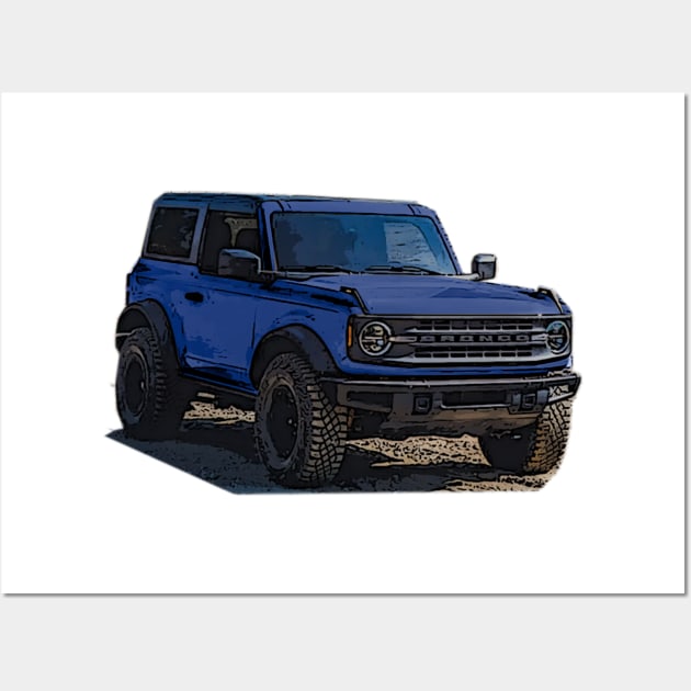 2021 Antimatter Blue Ford Bronco 2 Door Wall Art by Woreth